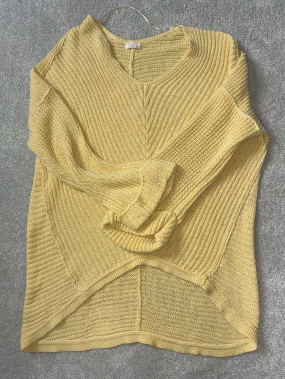Light Yellow V-Neck Ribbed Sweater